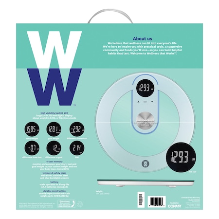 Weight Watchers By Conair Round Tracker Glass Scale WW206X